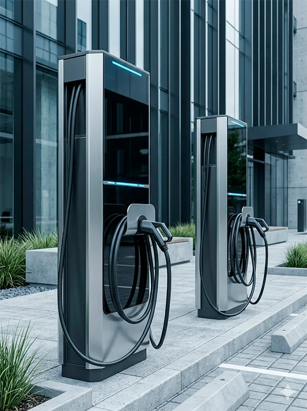 Modern EV charging infrastructure — commercial-grade stations